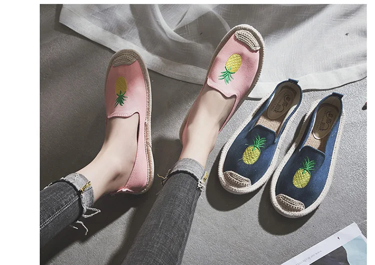 Kalupao 2018 Girls Shoe Embroidery Embroidery  Flamingo Canvas Shoes Summer Flat Asakuchi Fisherman Shoes Breathable Casual Shoe (43)