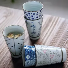 Японский Стиль 5 шт. чашки расписанную под остеклением Керамика Чашки Простой фарфоровые чашки Drinkware высокое качество с подарочной коробке