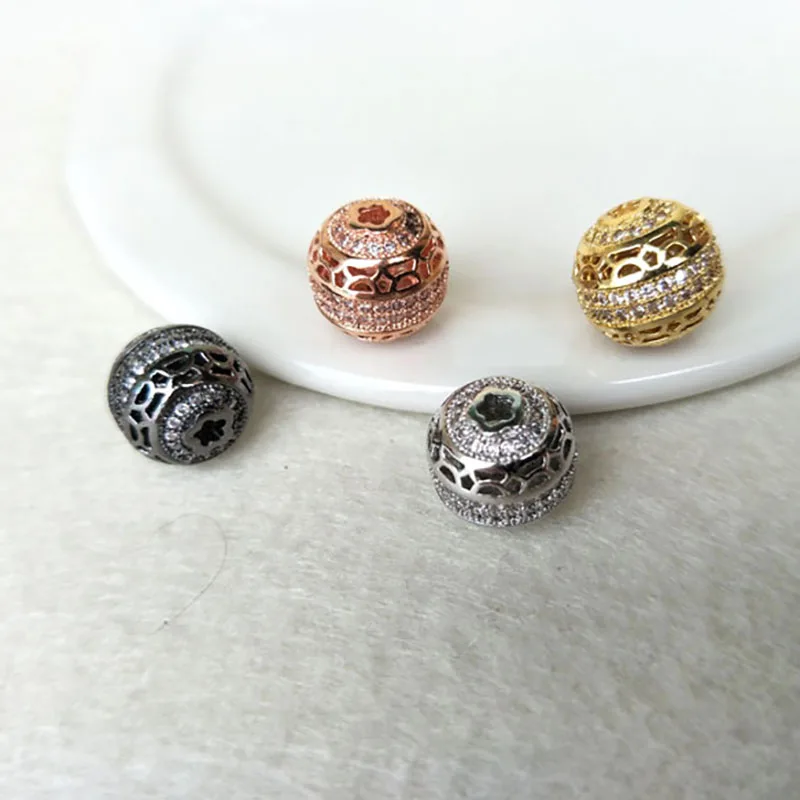 

10 Pcs CZ zircon crystal Micro pave Connector round Spacer Beads for DIY Making Bracelet necklace Jewelry Finding BD138