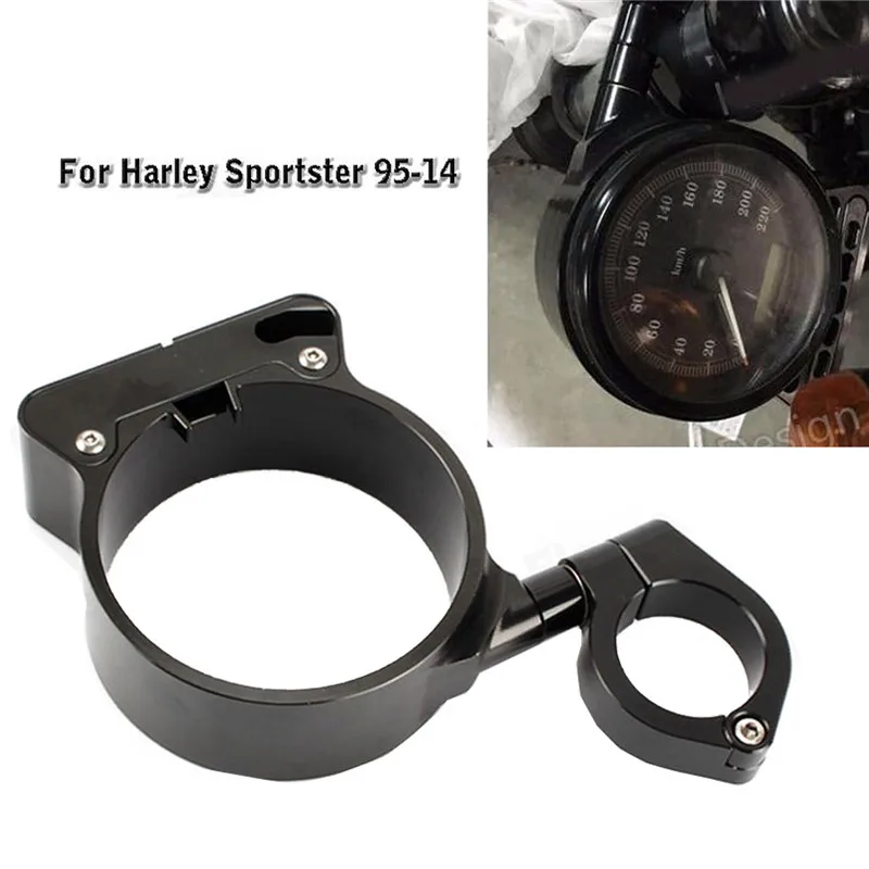 39mm Side Mount BLK Billet Speedo Relocation Bracket For Harley
