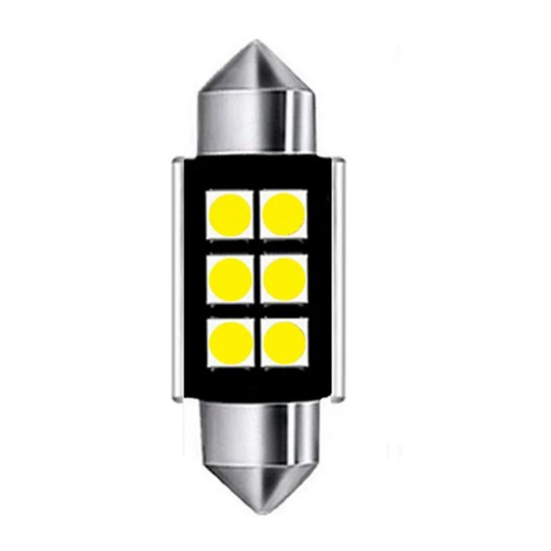 100 шт. 31 мм 36 39 42 C5W C10W 6 SMD 3030 светодиодный автомобильный фестонный светильник для