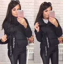 Winter Women Warm Jacket Short Section Down Jacket Cotton Jacket with Belt Thicker Outerwear Coat Parkas