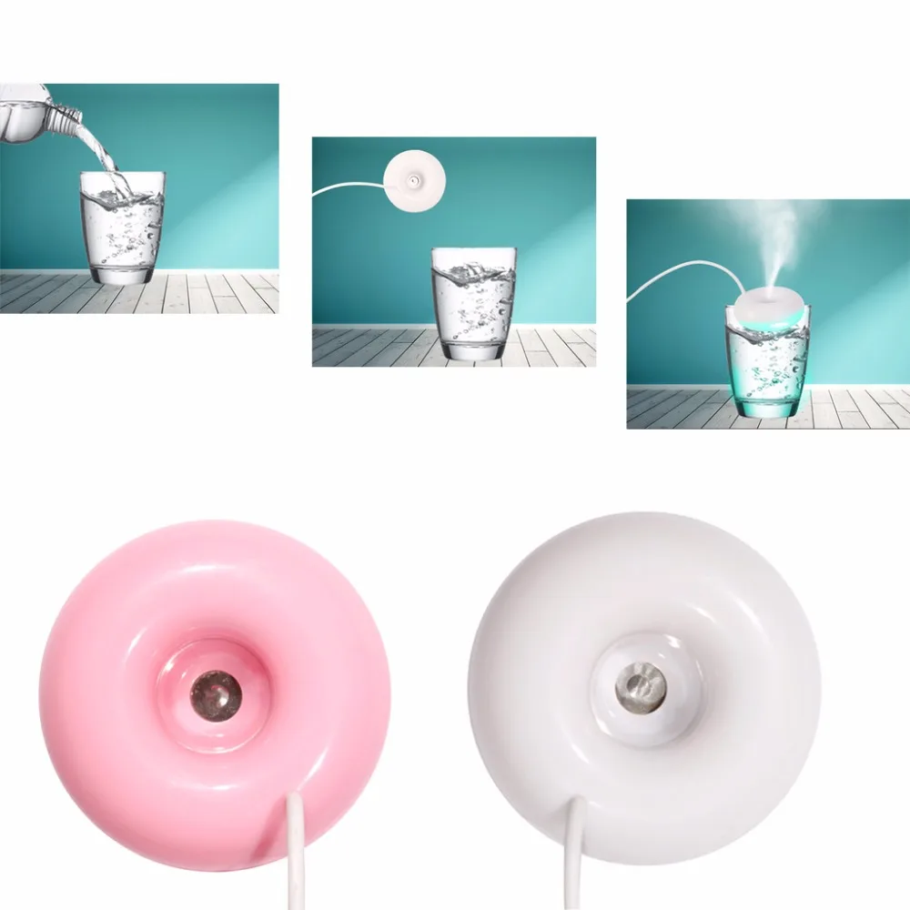 

Anti-dust & Moisturizing 5CM Mini USB Donut Humidifier Colorful lights Air Purifier Aroma Home Car Portable