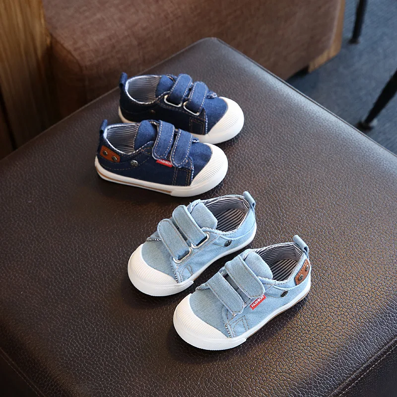 

2018 Canvas Children Shoes Boys Sneakers Brand Breathable Denim Kids Shoes For Girls Baby Jeans Denim Flat Boots Toddler Shoes