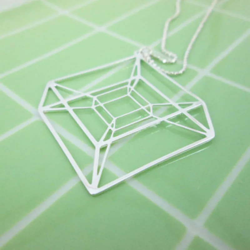 

Wholesale Hypercube Sacred Geometric necklace Tesseract Geometry necklace 4D cube necklace women free ship 12pcs/lot