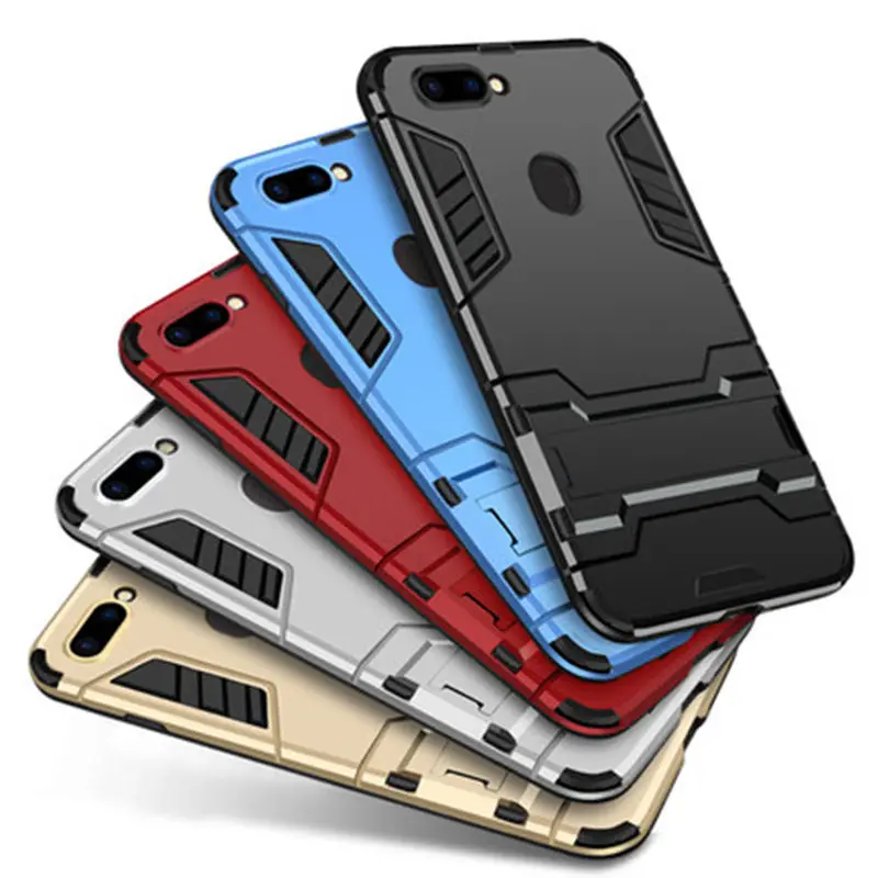 

For OPPO Realme 1 Case Shockproof Hybrid Armor Stand TPU+PC Hard Back Cover For OPPO R9 R9S R11 R11S Plus R15 Dream R15 Standard