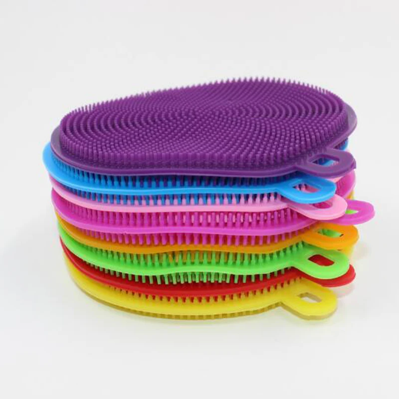 

10pcs Silicone Dish Bowl Cleaning Brush Kitchen Washing Tools Scouring Pads Pot Pan for Washing Dish Brush Cleaning Supplies