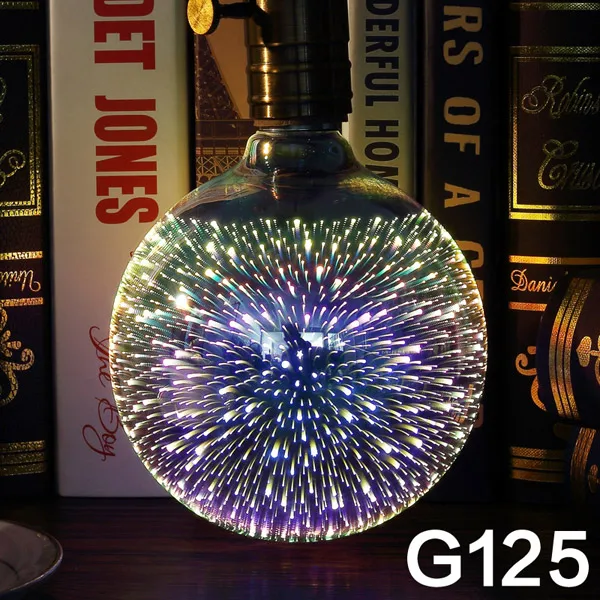 3D лампы светодиодные украшения, стилизованные под языки пламени 110V 220V ST64 G95 G80 G125 A60 бутылка в форме сердца E27 Праздничные огни Новинка рождественские лампы Винтаж лампы - Испускаемый цвет: G125