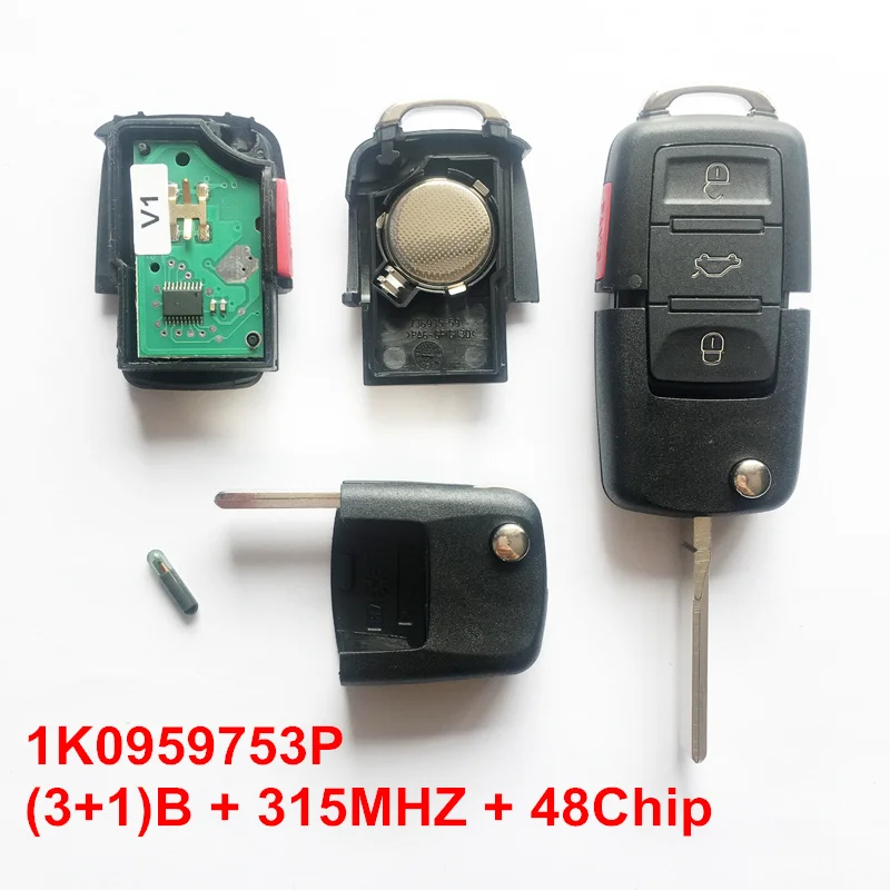 

4 (3+1) Buttons Remote Key For VW 315MHZ 1K0959753P