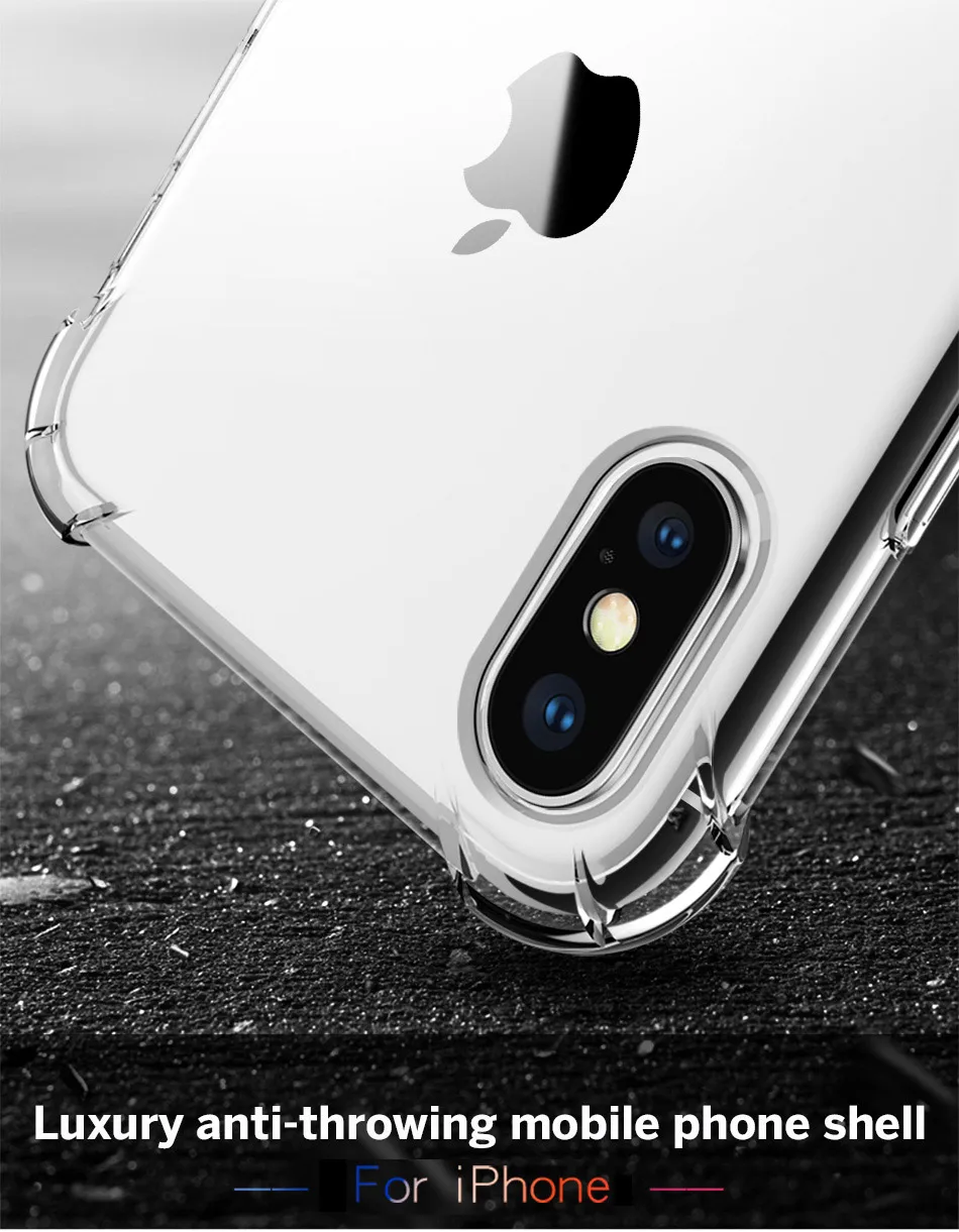 360 градусов подушка безопасности DropProof Мягкий Силиконовый ТПУ чехол для iPhone XS Max XR X прозрачный силиконовый штамп чехол для iPhone XS MAX XR