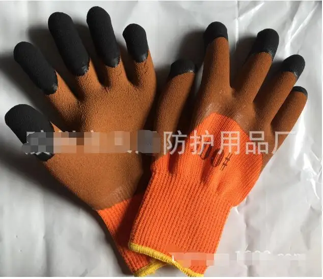 1 пара зимние теплые перчатки для безопасности работы ладонь с латексным покрытием анти-скользящие рабочие садовые ремонтные толстые нейлоновые перчатки