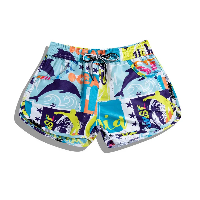 New Print English Boat Beach Shorts Loose Men Women Thailand Couple Bathing Suits Quick Dry Beach Surf Large Size Shorts Men - Цвет: boat Women shorts