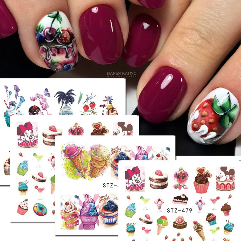 

1 Sheet Water Transfer Nail Stickers Decals Fruit/Ice Cream/Cake Pattern Nail Art Stickers Wraps Manicure Decoration BESTZ476-9