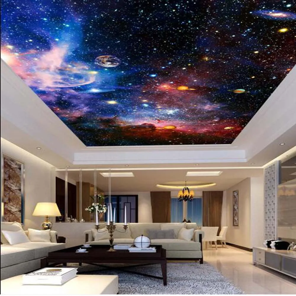 3D Universal Star Wallpapers for Ceilings Sitting Room Living Room Wall ...