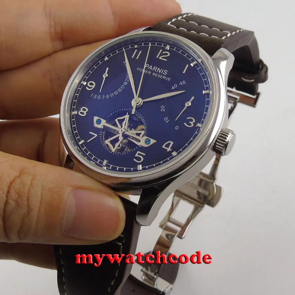 Мужские автоматические часы parnis с черным циферблатом и застежкой 43 мм|watch automatic