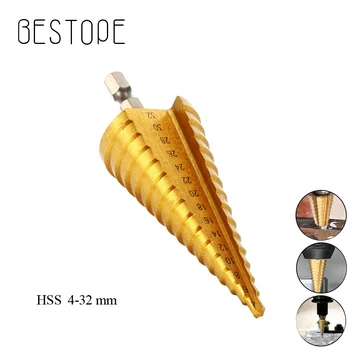 

4-32 mm HSS Titanium Coated Step Drill Bit Drilling Power Tools for Metal High Speed Steel Wood Hole Cutter Step Cone Drill