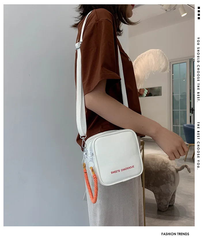 2019 женская новая простая кожаная сумка из искусственной кожи, квадратная сумка, однотонная сумка на молнии, сумка на плечо