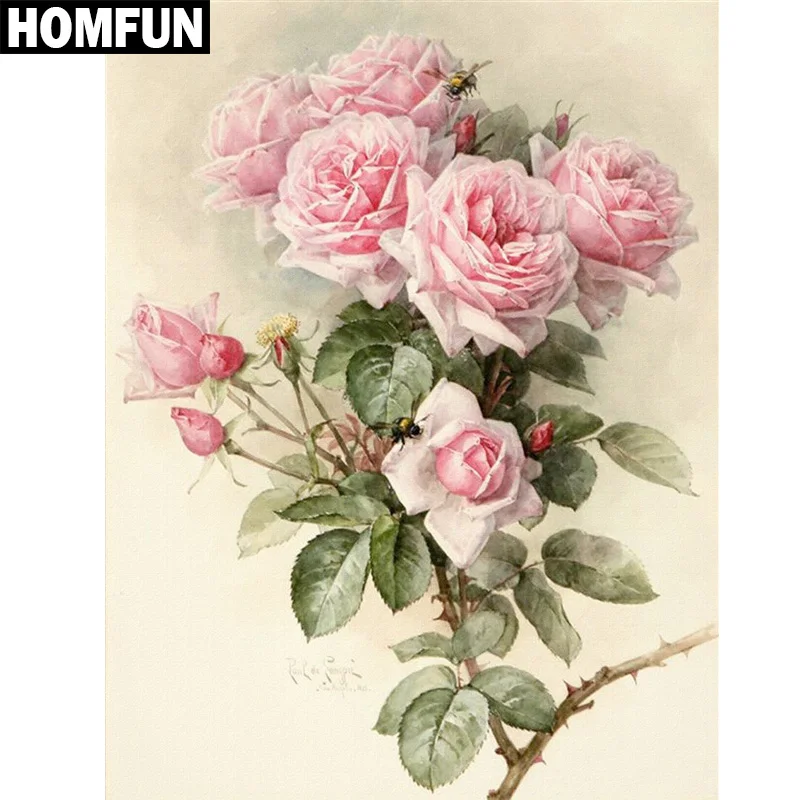 HOMFUN Full Square/Round Drill 5D DIY Diamond Painting &quotFlowers Rose&quot 3D Embroidery Cross Stitch Home Decor Gift XY | Дом и сад