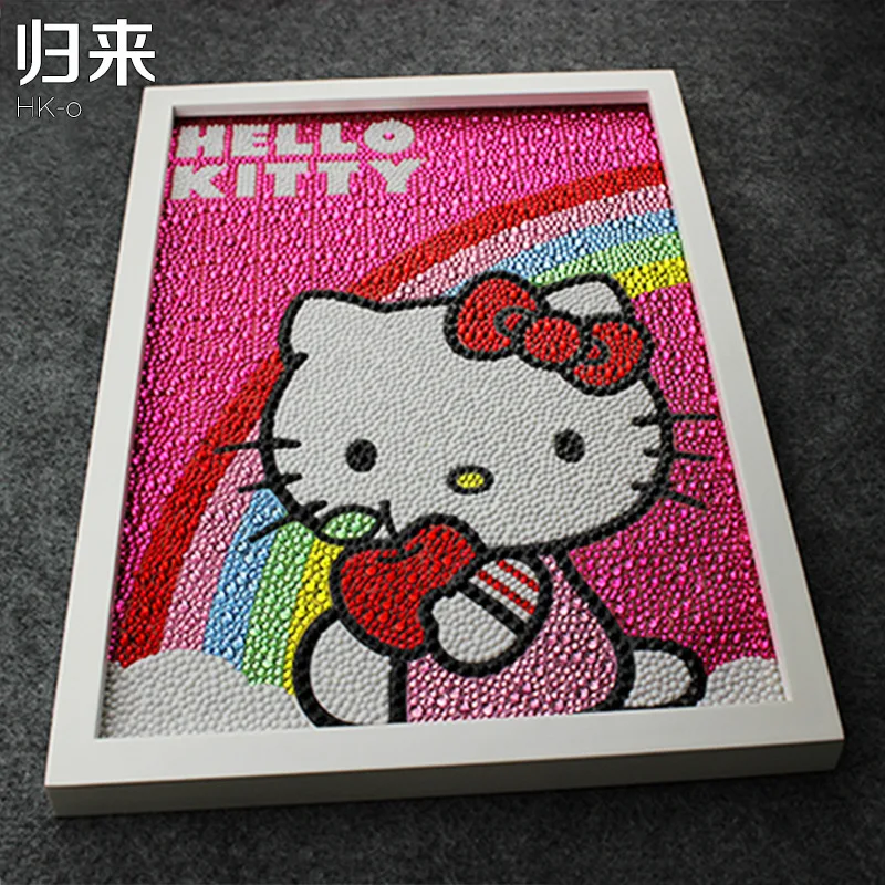 Details About Hello Kitty Rainbow Painting Diy 5d Diamond Full Embroidery Rhinestone Girl Gift