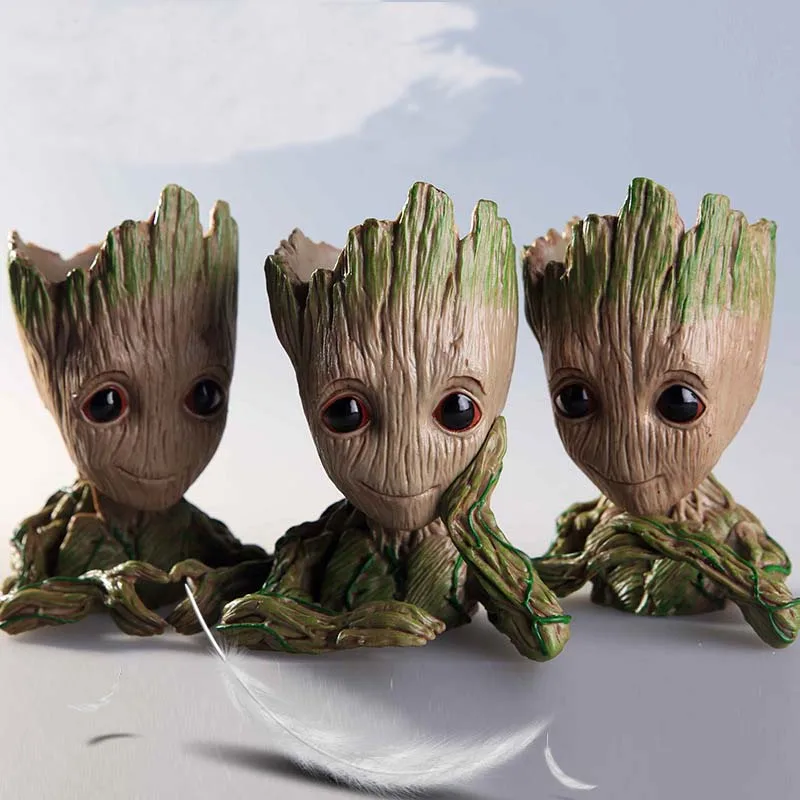 3pcs Flower Pot Baby Groot Flowerpot Cute Toy Pen Pot Holder PVC Hero Model Baby Tree  Action Figures Toy