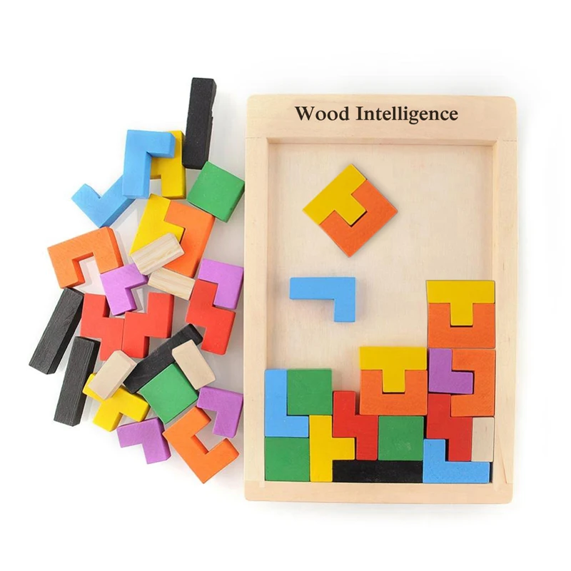Wooden font b Toys b font for Children Tangram Brain Teaser Puzzles Wood Tetris font b