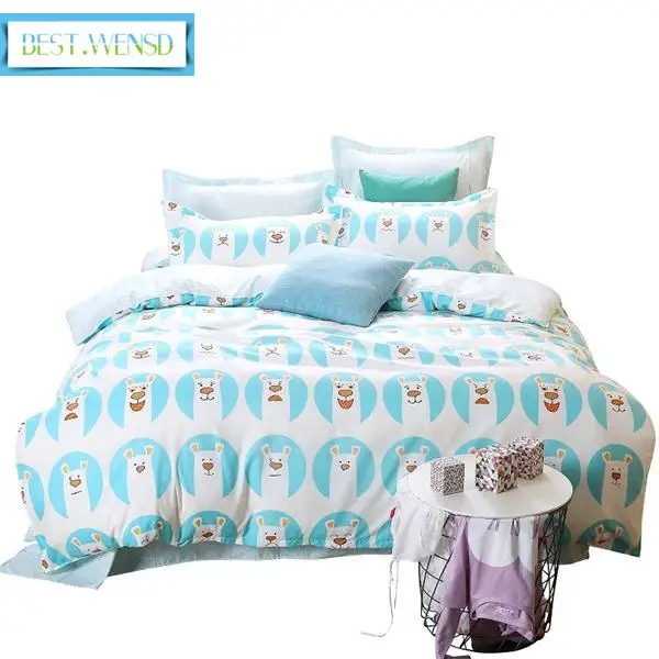 

Cute cartoon cat / 100% cotton 4pcs Bedding sets bed sheet +duvet cover + pillowcases housse de couette dekbedovertre