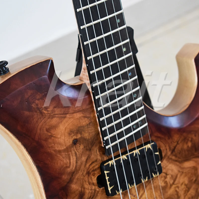 Безголовая гитара ebony fanned fret электрическая гитара ash body Camphor Burl Топ вверх вниз тремоло