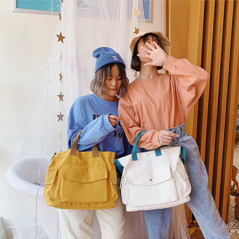 Monsisy Canvas Tote Women Beach Bag Shopping Handbag Big Capacity Pocket Student Girl School Book Travel Shoulder/Messenger Bags