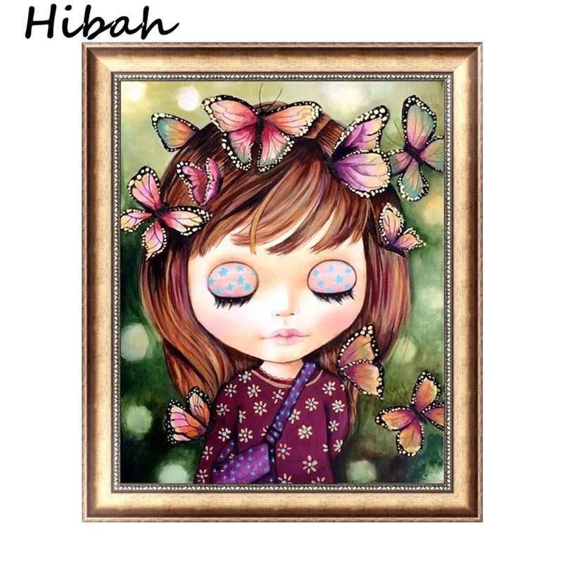 

DIY Diamond Embroidered Butterfly Girl 5D Diamond Painting Cross Stitch Mosaic Pattern Round Diamond Home Decor