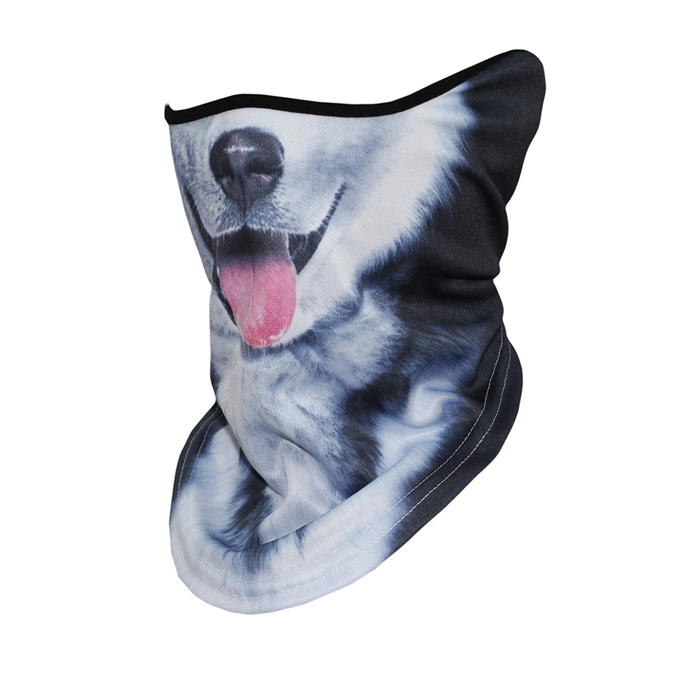 3D Животный шарф для шеи с подогревом, маска на половину лица, велосипедная зимняя Балаклава на Хэллоуин, сноуборд, кошка, собака, панда, лиса, для мужчин и женщин