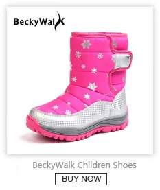 BeckyWalk/Новинка года; зимние ботинки для девочек и мальчиков; теплые ботинки для малышей; детская обувь из натуральной кожи с нескользящим мехом; CSH733