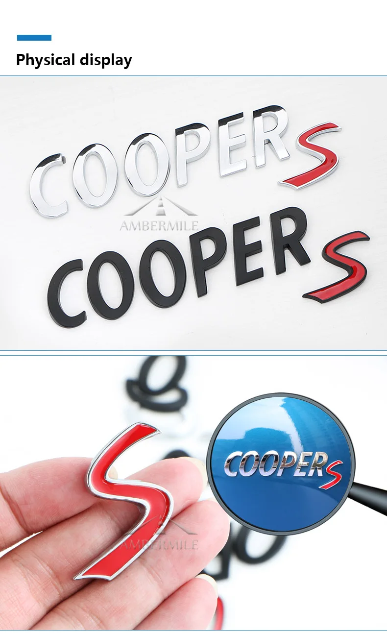  3D Metal Mini Cooper S Car Stickers Rear Trunk Tail Emblem for Mini Cooper R55 R56 R57 R58 R59 R60 R61 F54 F55 F56 F60 (3)