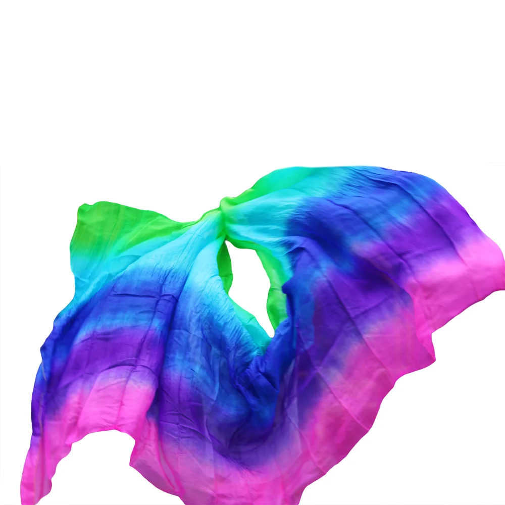 Дизайнерская вуаль для танца живота из натурального шелка, дешевые вуали для танцев, вуаль для танцев tari perut kostum, 250 270*114 см, радужные цвета - Цвет: as picture