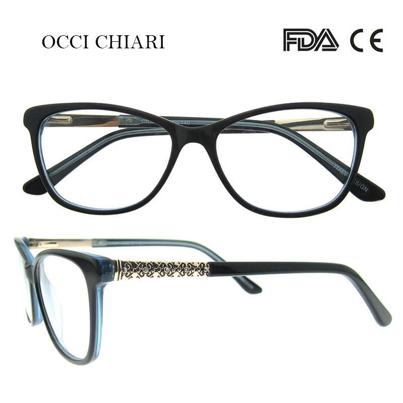 OCCI CHIARI высококачественный ацетат по рецепту линзы медицинские очки винтажные резные металла Пружинные шарниры оправа W-COLOZZA - Цвет оправы: C2