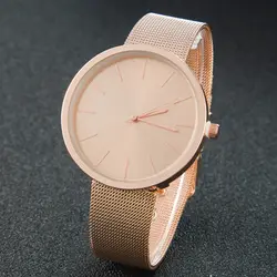 Мода 2017 г. розового золота сетки ремень Для женщин часы Повседневное Мужская Бизнес Кварц-часы из нержавеющей стали Часы Relogio femini Montre