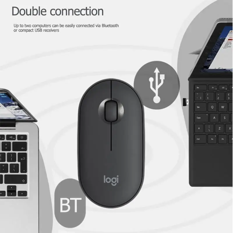 Беспроводная Bluetooth мышь logitech Pebble 1000 dpi 3 кнопки тонкие бесшумные высокоточные Оптические Трекинговые мыши