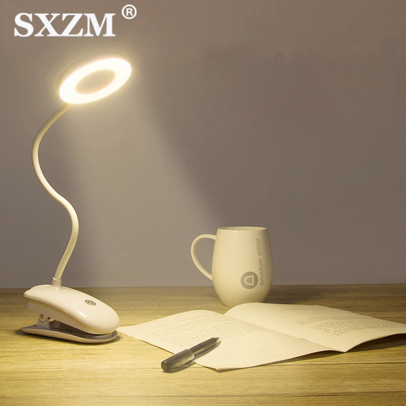 Светодиодный настольный светильник с переключателем вкл/выкл, Перезаряжаемый USB, настольная лампа с зажимом, 3 режима, защита глаз, светодиодный диммер, настольная лампа, освещение для чтения
