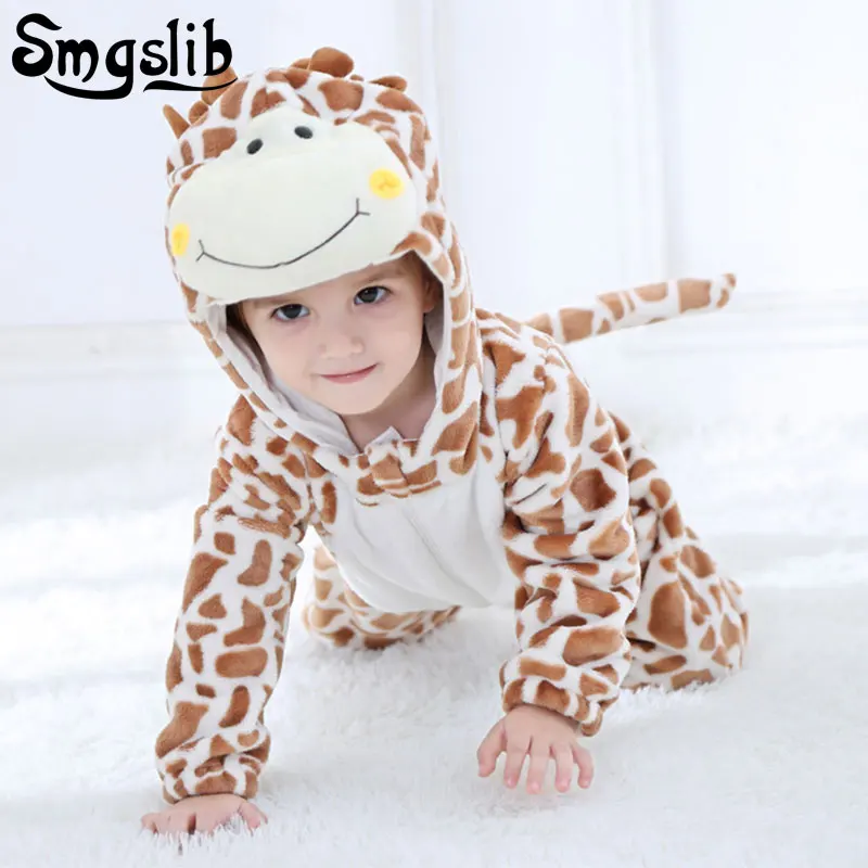 Одежда для новорожденных; костюм медведя, собаки, жирафа; фланелевый комбинезон на молнии с капюшоном; милый теплый комбинезон для альпинизма