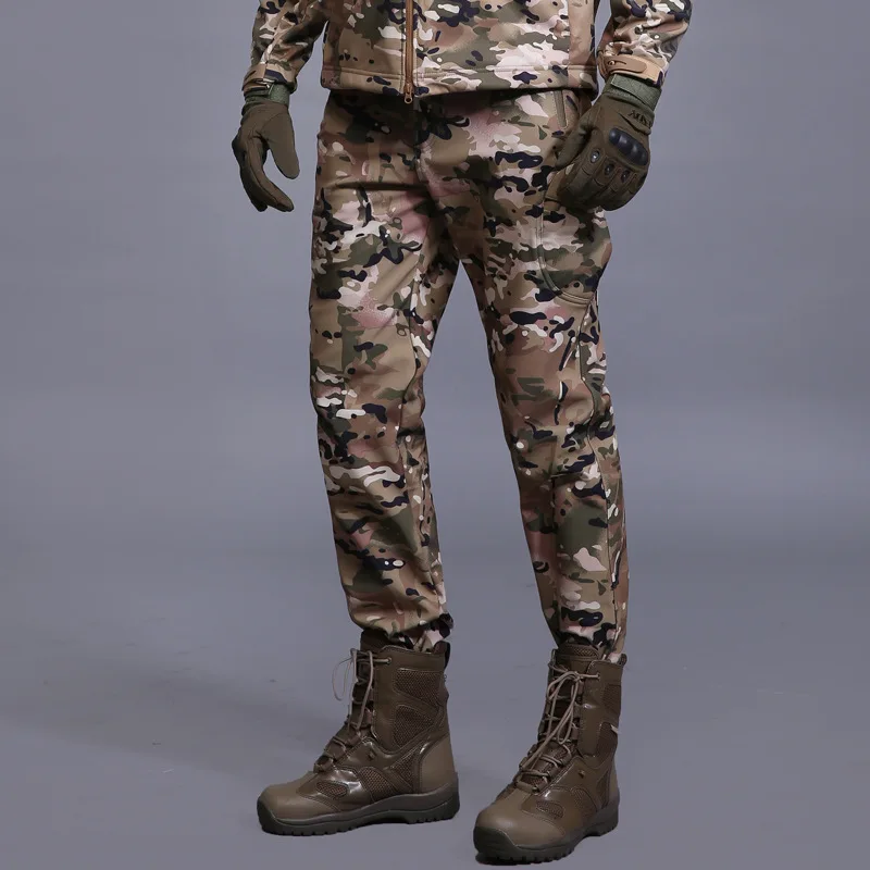 Invierno de los hombres de Trekking senderismo pantalones Softshell espesar pantalones impermeable al aire libre de esquí Camping pesca deporte Pantalones de deporte de la caza