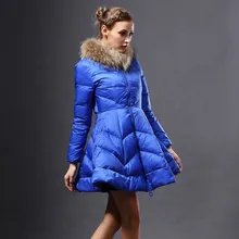 Большой размер, женская зимняя теплая Толстая куртка с белым утиным пухом,, высокий воротник из искусственного меха, темпераментное пальто