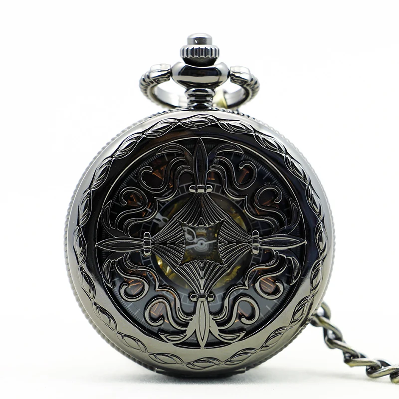 

5pcs/lot Luxury Skeleton Mechanical Pocket Watch With White Dial Pendant Retro Chinese Knot Style Clock for Men Woman PJX1152