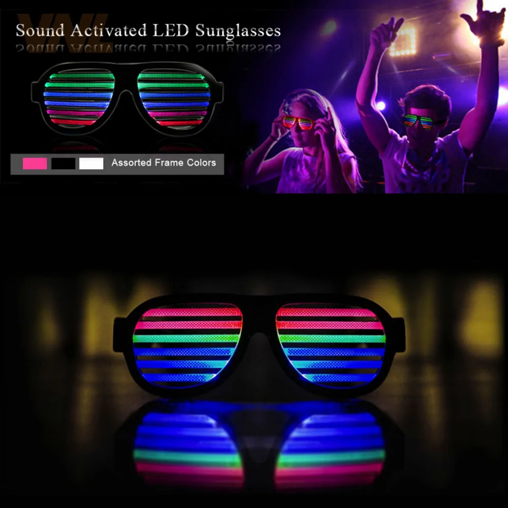 USB звук реактивного Перезаряжаемые светодио дный концерт управления звуком очки светящиеся забавные игрушки для праздника Танцевальная