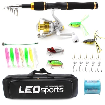 

Travel Fishing Tackle set 1.65M Spinning Rod Casting pole and Spinning Reels Baits Fishing line hook combination
