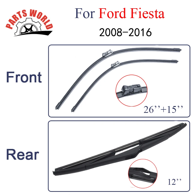 Front And Rear Wiper Blade For Ford Fiesta 2008 2016 Windscreen