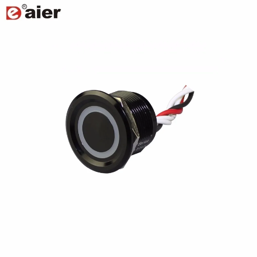 

2Pcs 22mm Touch Switch Plastic Black 0.1A 12VDC T70 Waterproof IP68 Switches With Wire And 12V LED Light