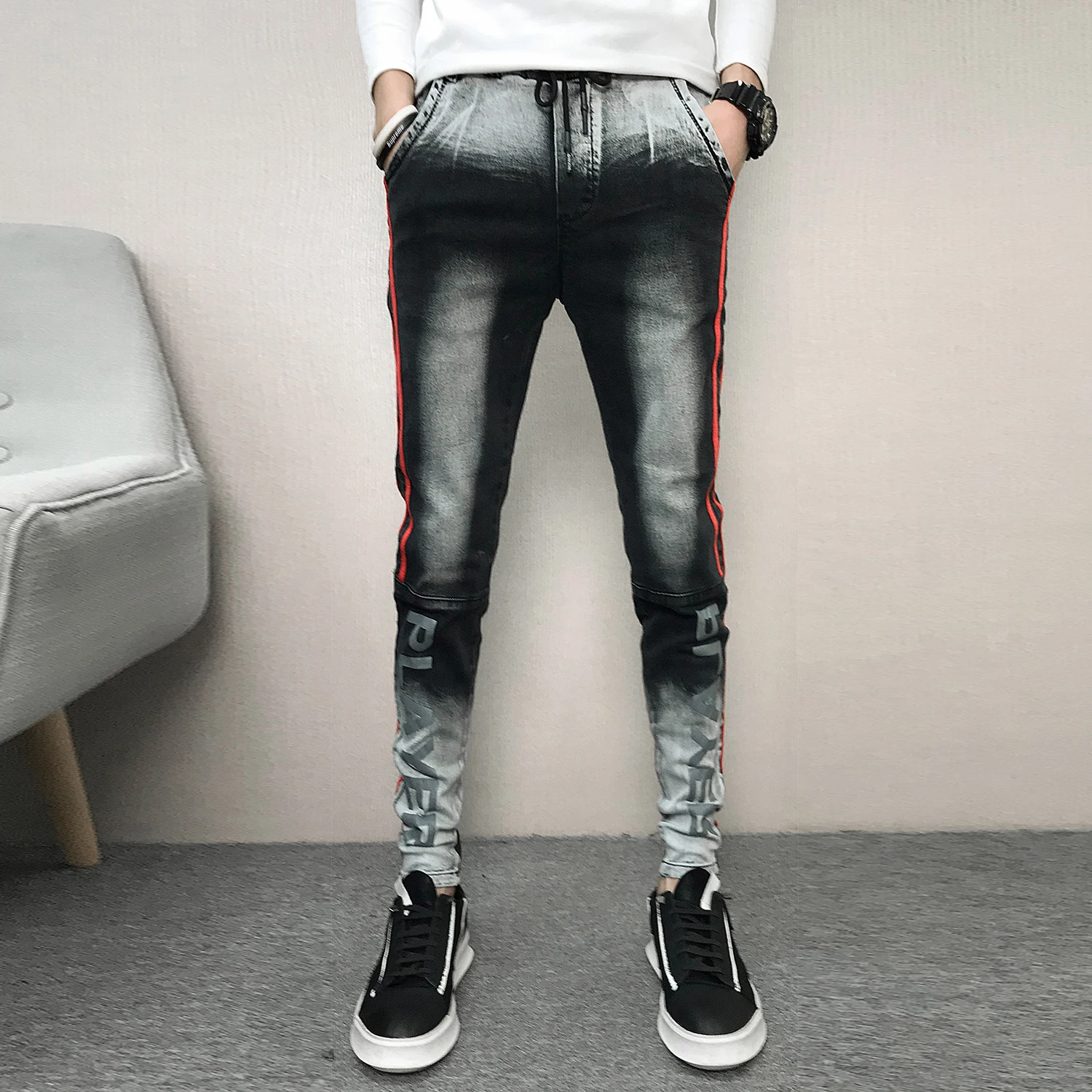 Winter 2018 Mens Distressed Jeans Men Skinny Jeans Pants  Denim  Fashion Black Jeans De Hombre  Robin Jeans