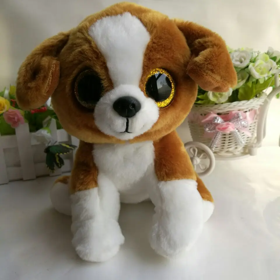 SNICKY brown white DOG 25cm 10inch Ty Beanies collection Plush Toy