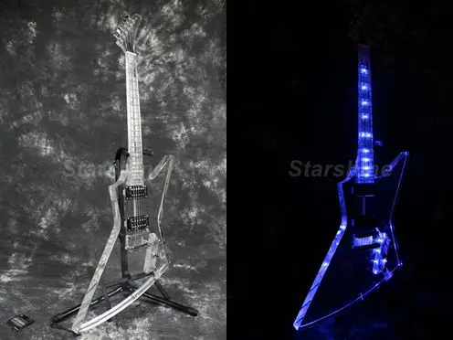 

Starshine LED Electric Guitar DK-LEXB EX Style Full Acrylic Body& Neck Blue LED Pull/Push Switch Control LED
