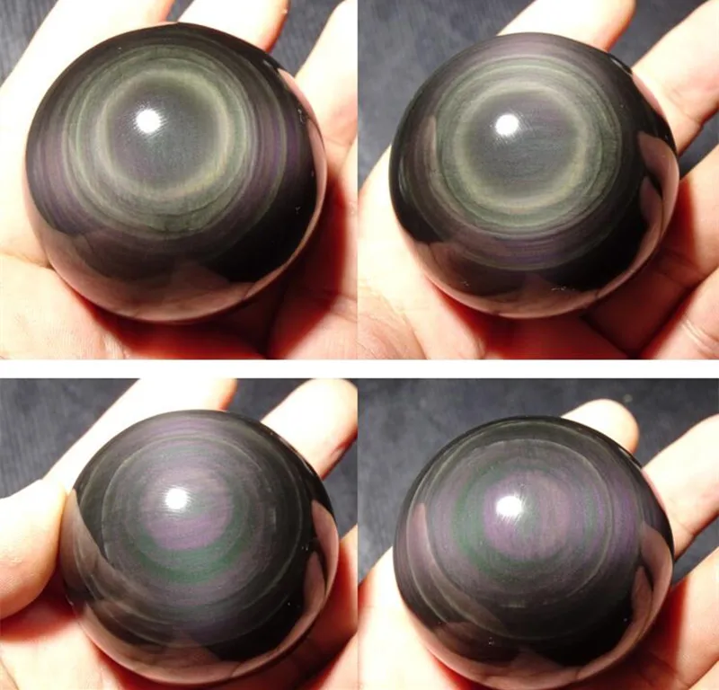 

Natural obsidian ball is full moon dazzle color cat eye crystal ball play