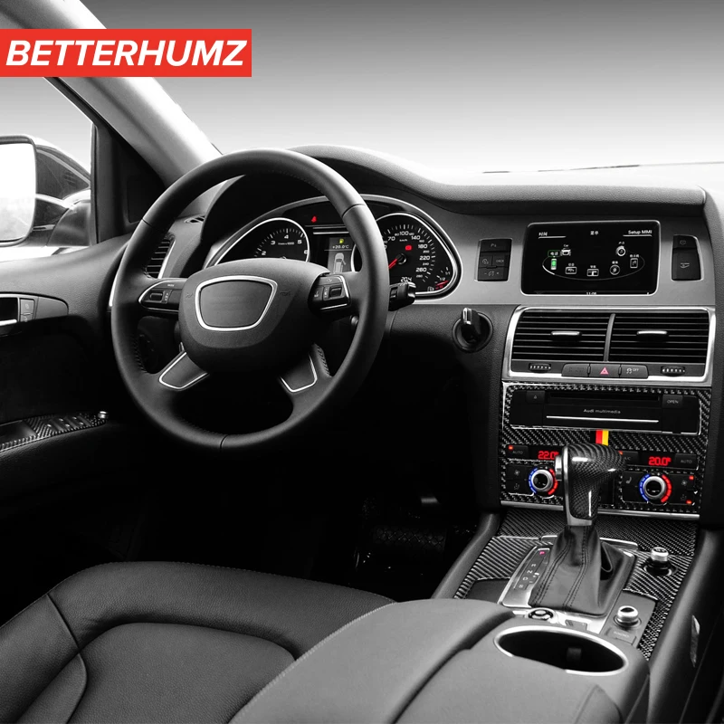 For Audi Q7 Interior Modification Carbon Fiber Stickers Car Gear Shift Panel Protective Stickers Trim Decoration Accessories